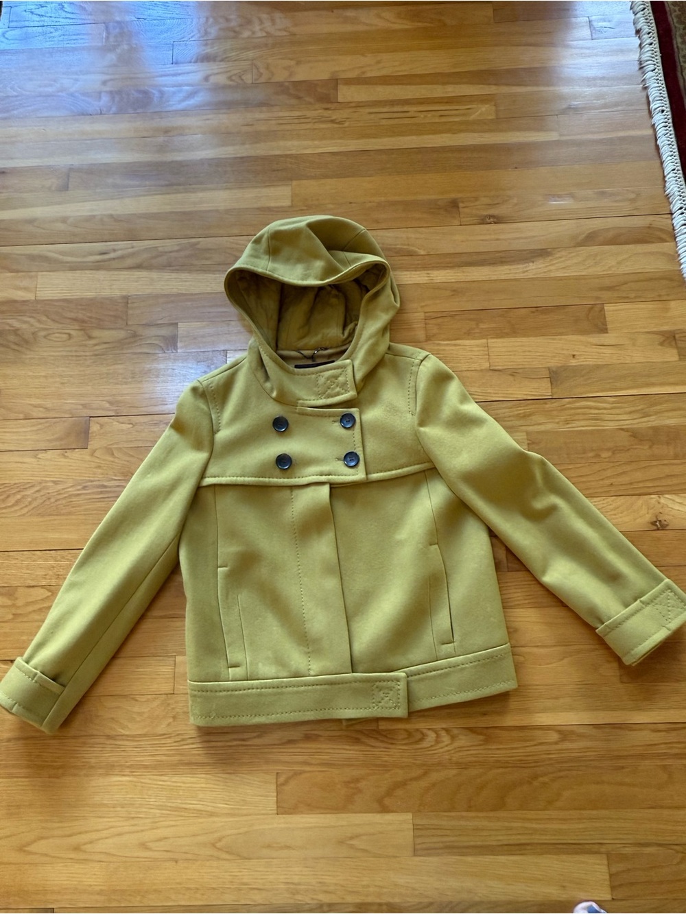 BCBGMaxAzria Olive Green Hooded Peacoat